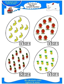 Çocuklar İçin sayı Çalışma Sayfaları 
